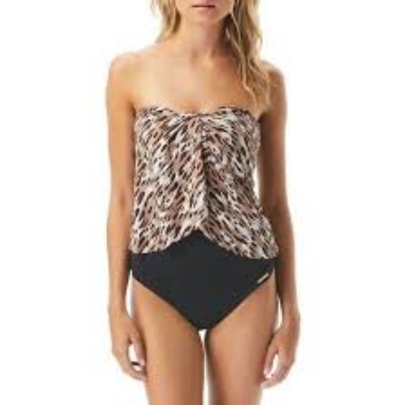 Vince Camuto Swim Bathing Suit Women Medium Top Tankini Riviera Draped Leopard - Picture 1 of 15